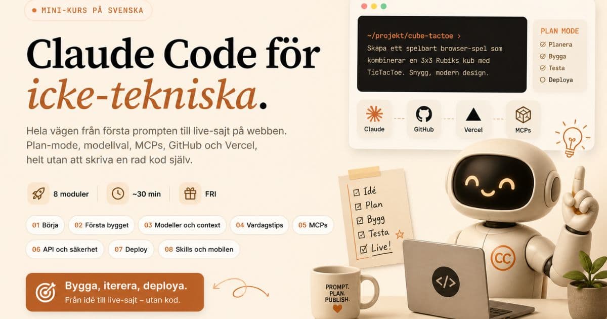 Claude Code för icke-tekniska, mini-kurs på svenska
